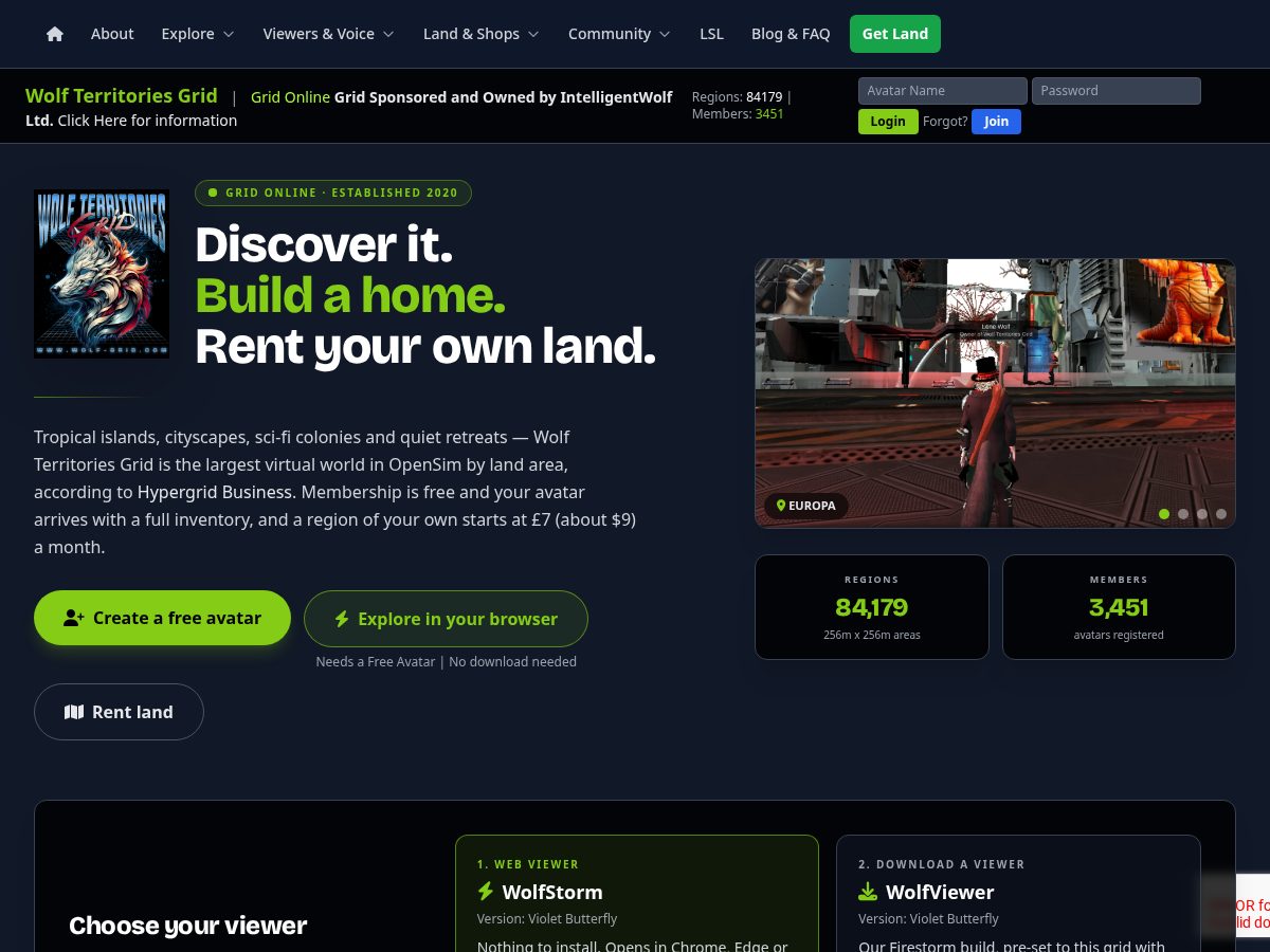 Landing-page snapshot of wolfgrid.org