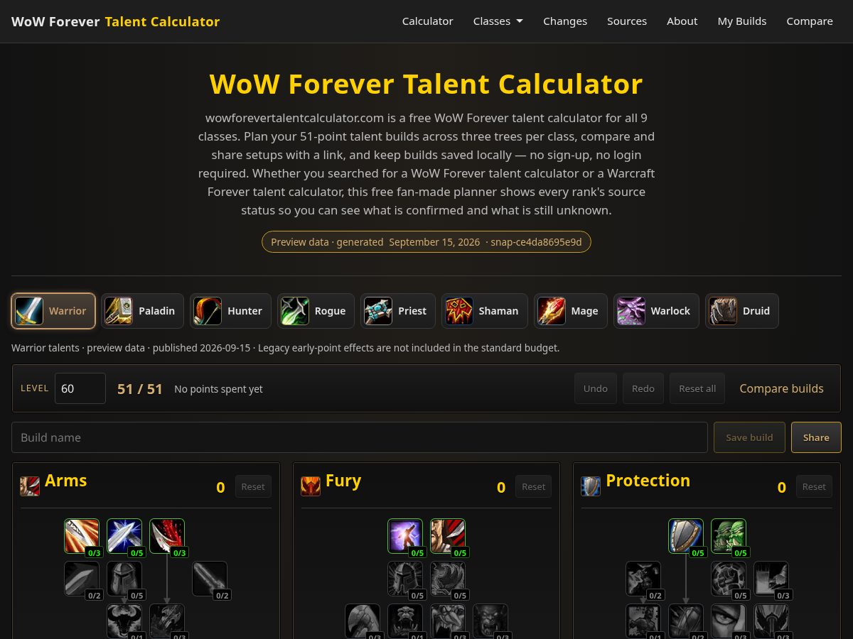 Landing-page snapshot of wowforevertalentcalculator.com