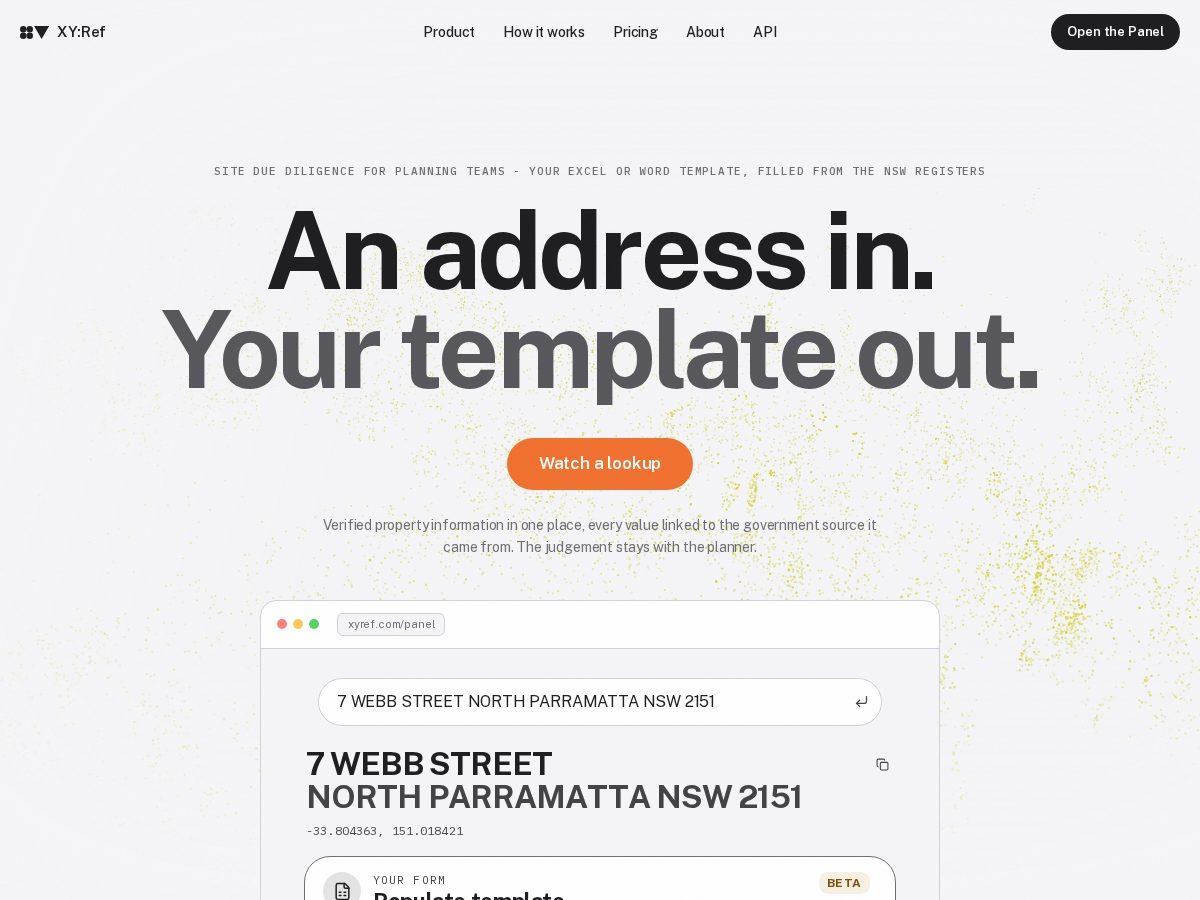 Landing-page snapshot of xyref.online