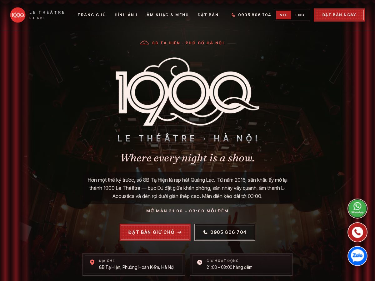 Landing-page snapshot of 1900letheatreclub.com