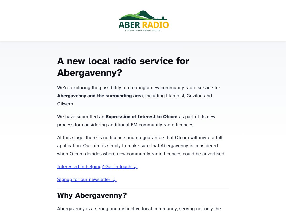 Landing-page snapshot of aberradio.com