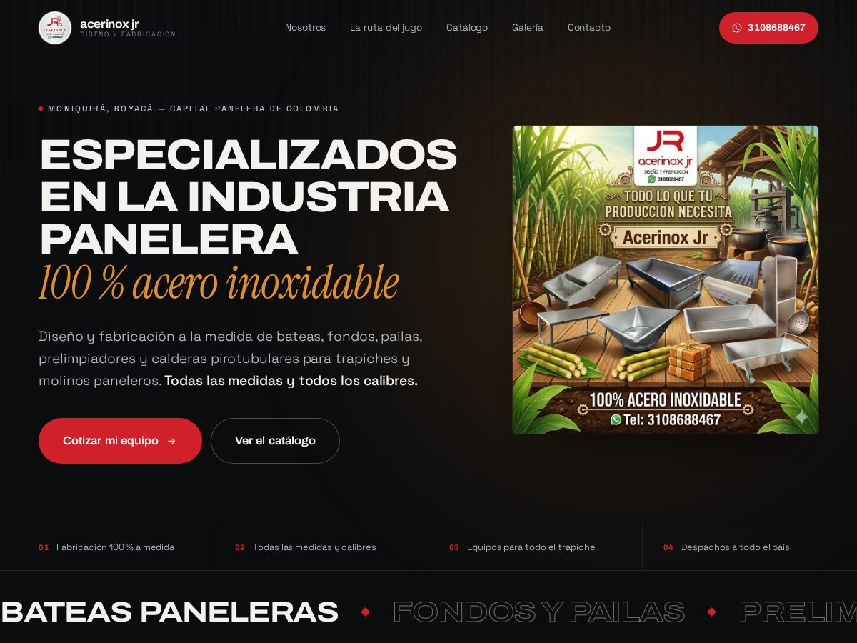 Landing-page snapshot of acerinoxpanelero.com