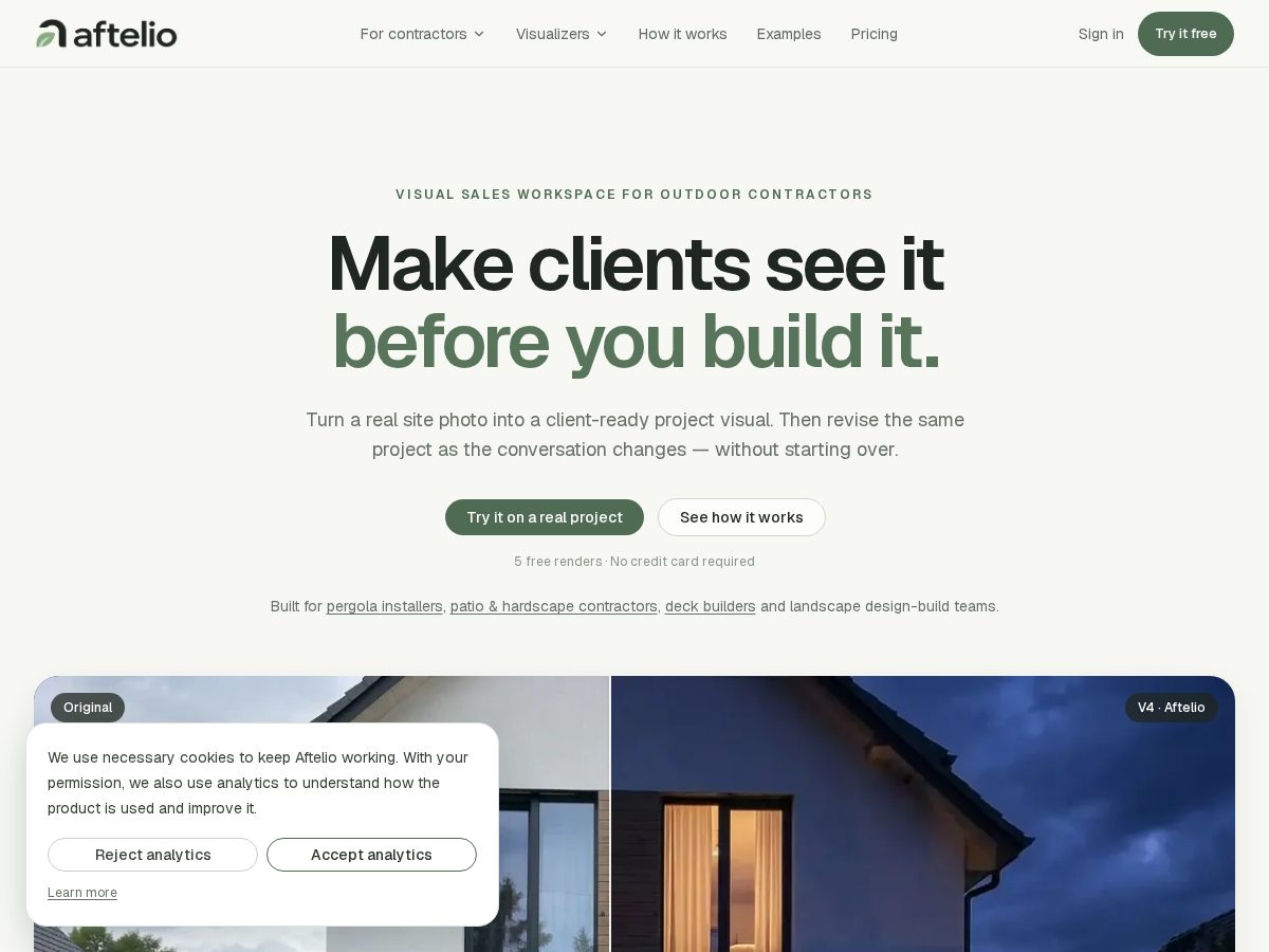 Landing-page snapshot of aftelio.com