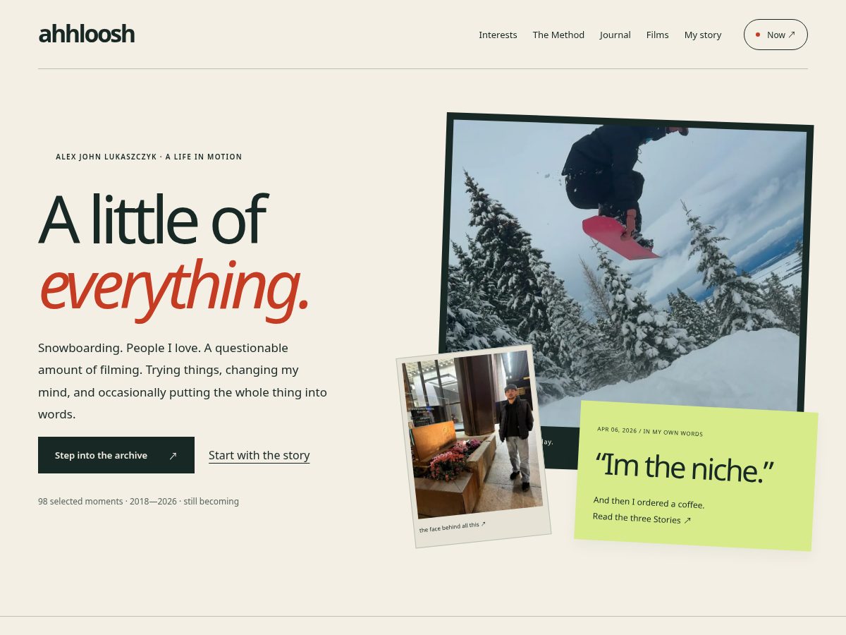 Landing-page snapshot of ahhloosh.com