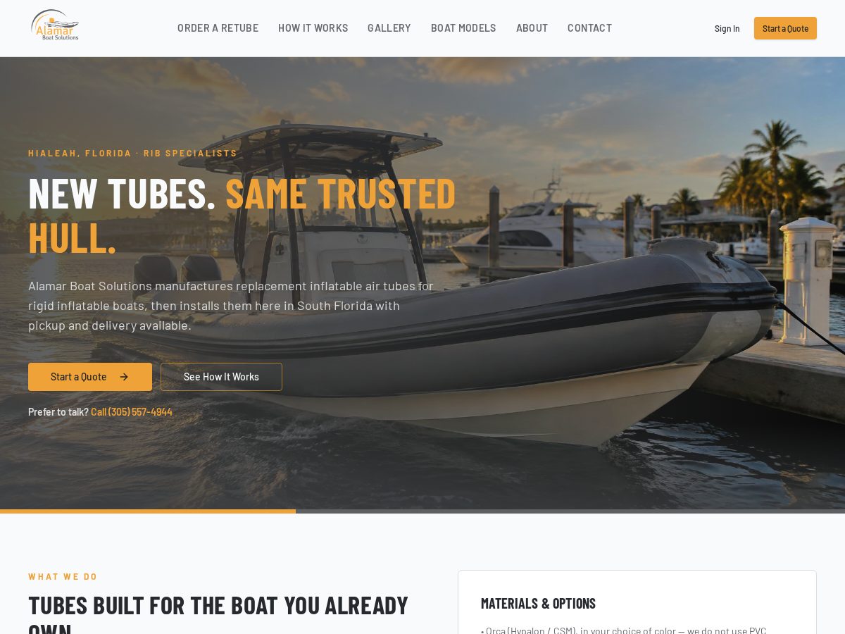 Landing-page snapshot of alamarboatsolutions.com