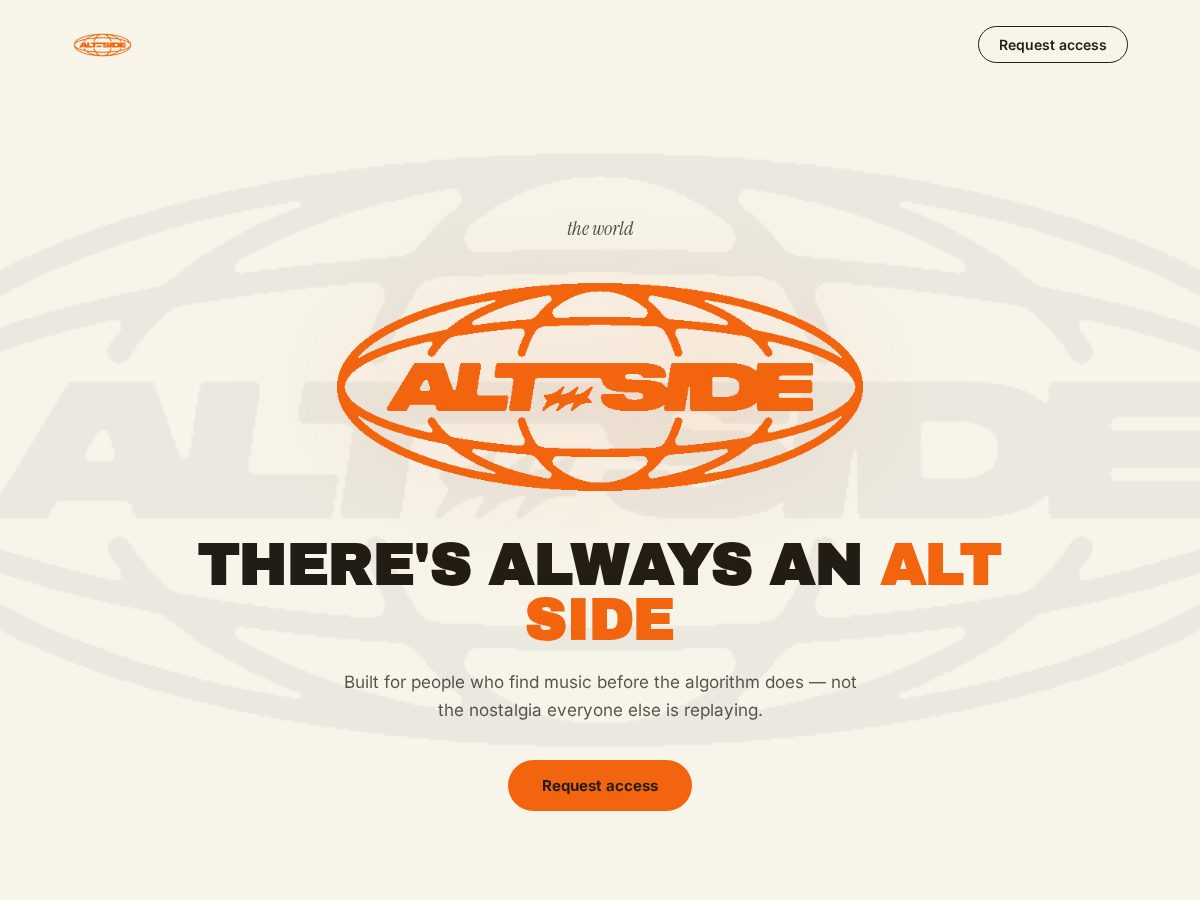 Landing-page snapshot of altsideworld.com