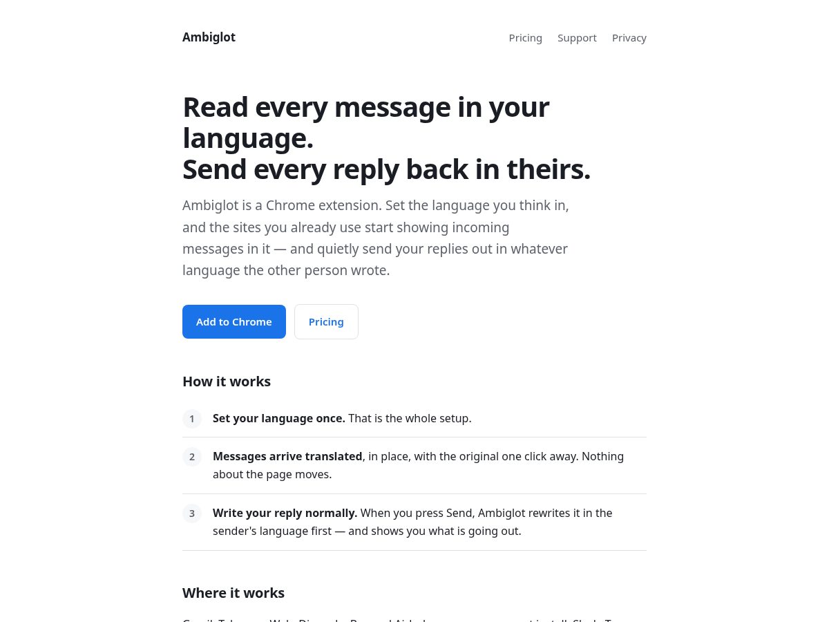 Landing-page snapshot of ambiglot.com
