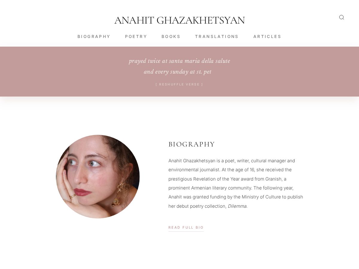 Landing-page snapshot of anahitghazakhetsyan.com