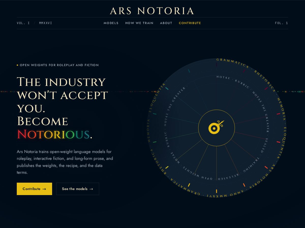 Landing-page snapshot of ars-notoria.com