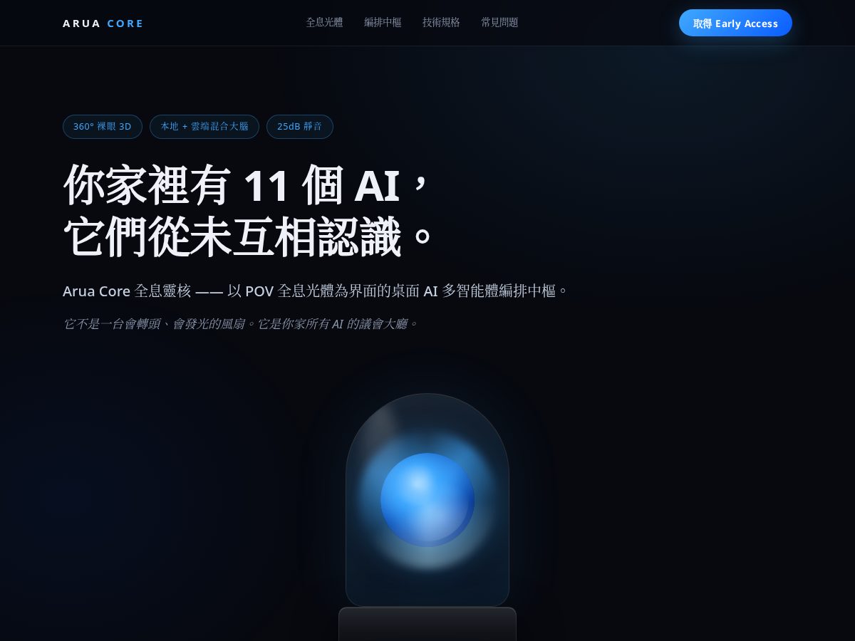 Landing-page snapshot of aruacore.com