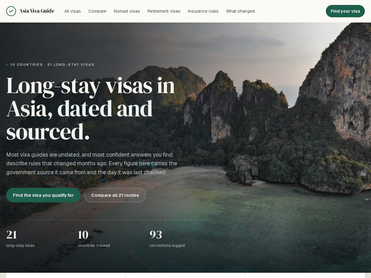 Landing-page snapshot of asiavisaguide.com
