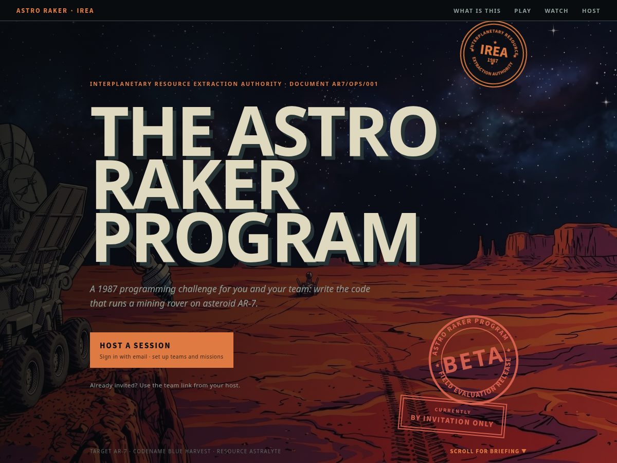 Landing-page snapshot of astroraker.com