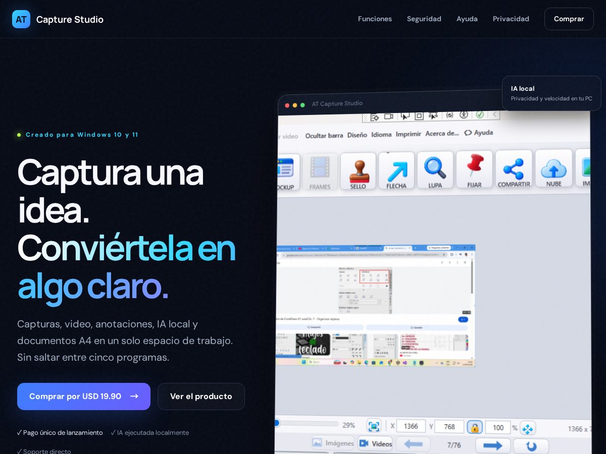 Landing-page snapshot of atcapturestudio.com
