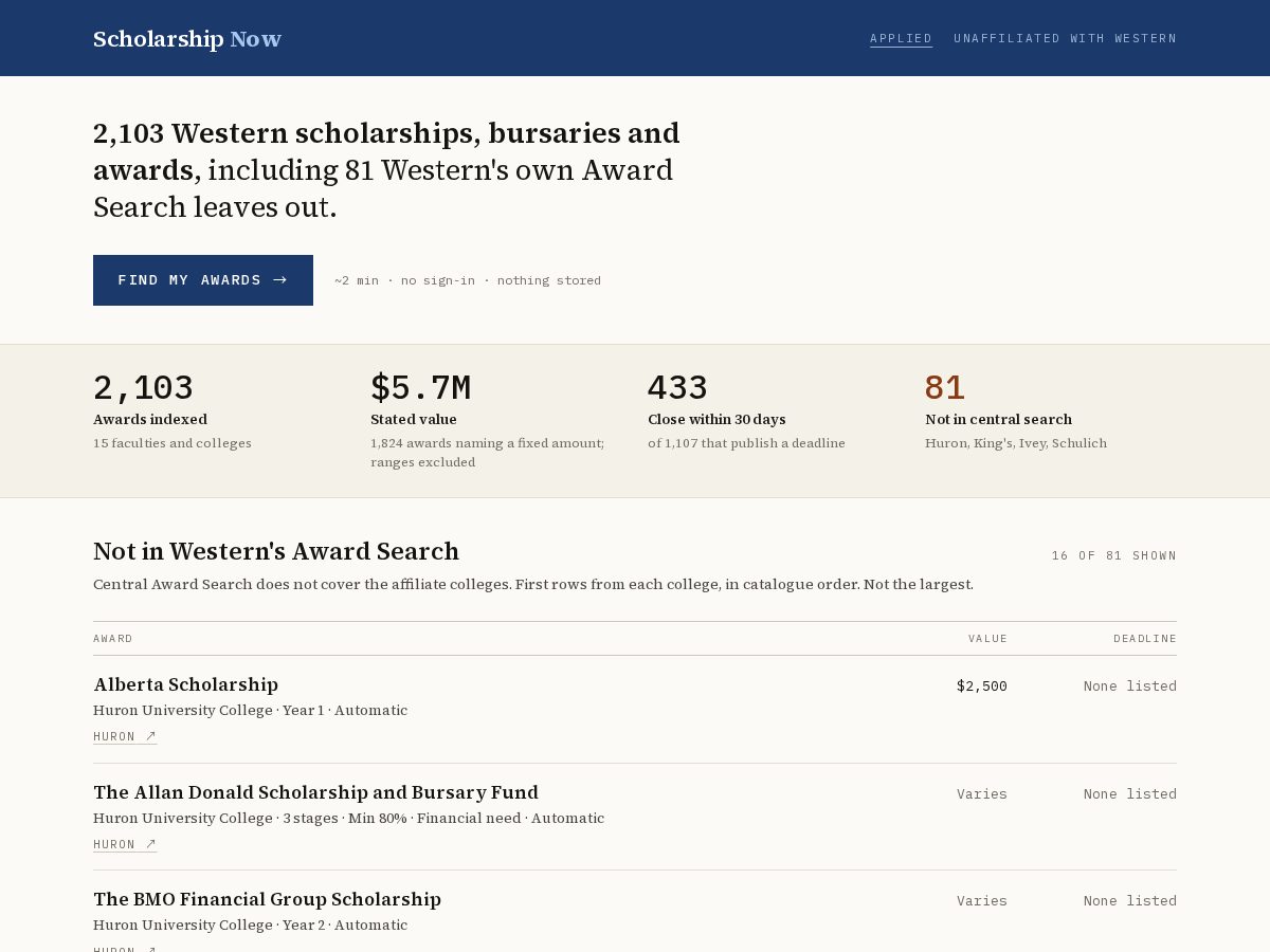 Landing-page snapshot of awardmatch.app