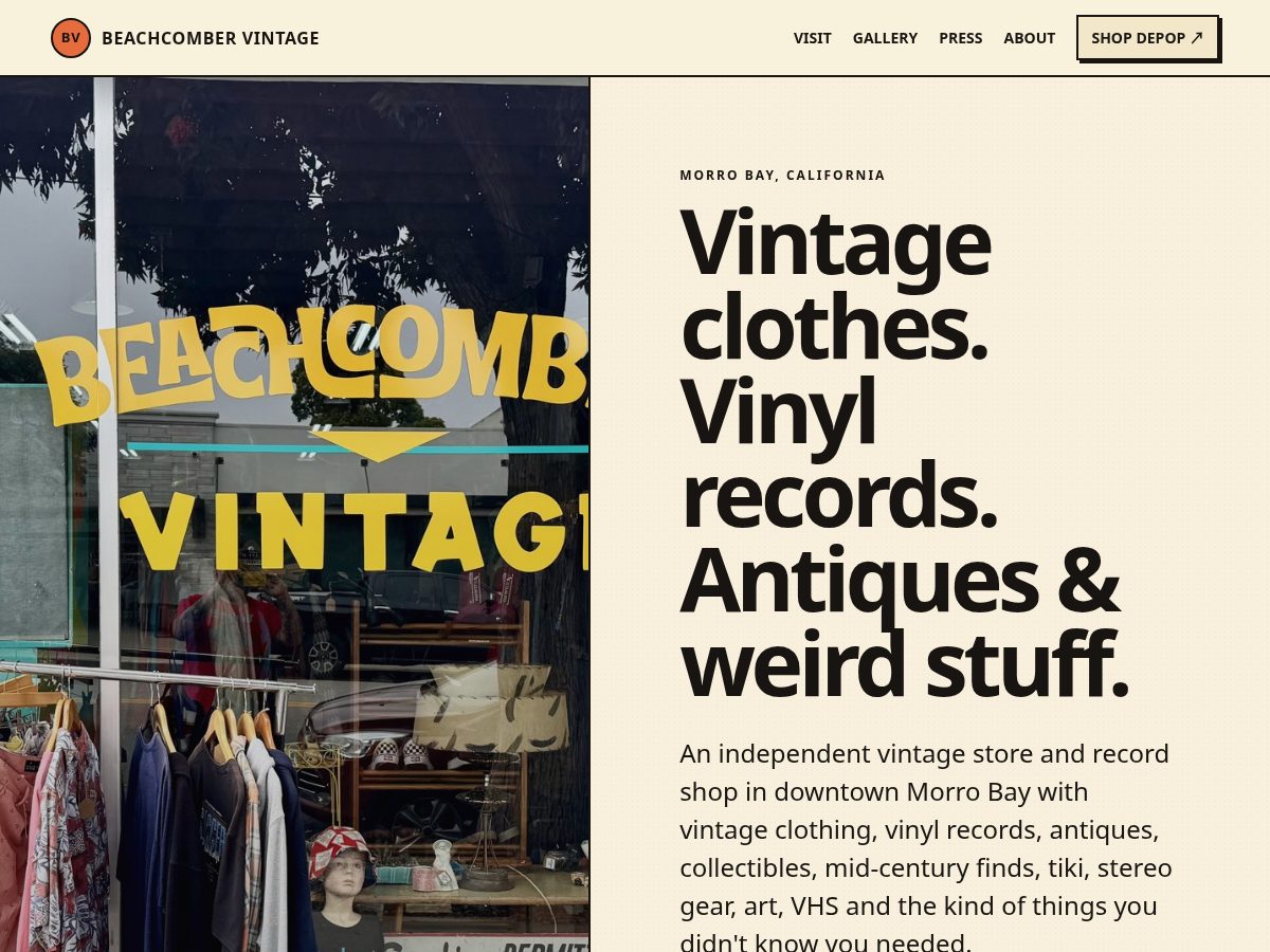 Landing-page snapshot of beachcombervintagemb.com