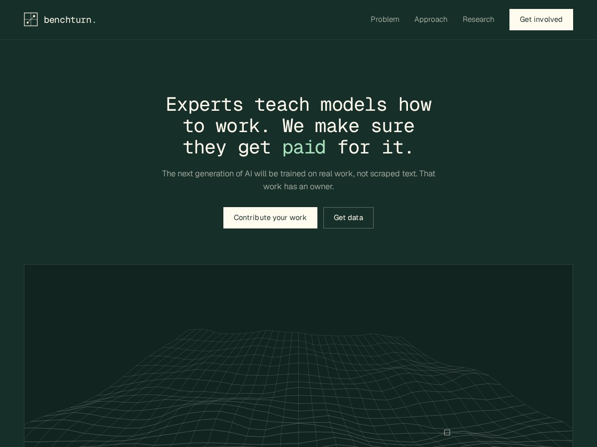Landing-page snapshot of benchturn.com