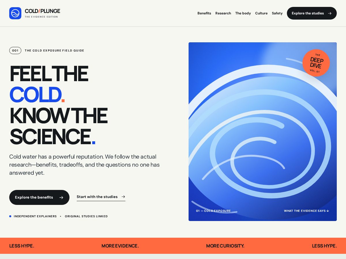 Landing-page snapshot of benefitsofacoldplunge.com