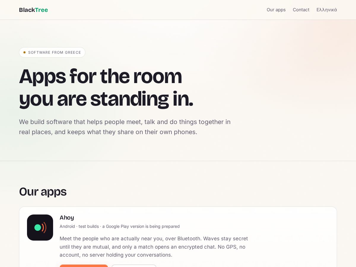 Landing-page snapshot of blacktree.app
