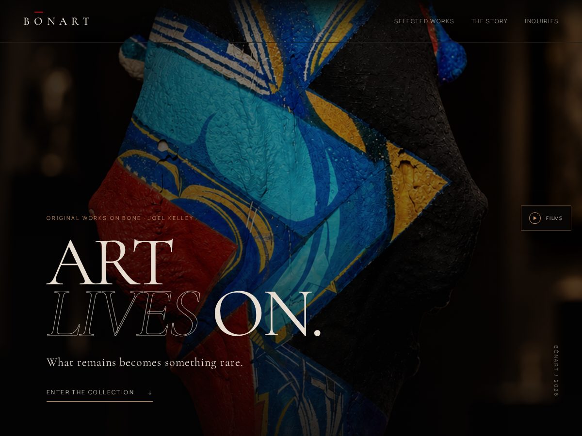 Landing-page snapshot of bonartbyjoel.com