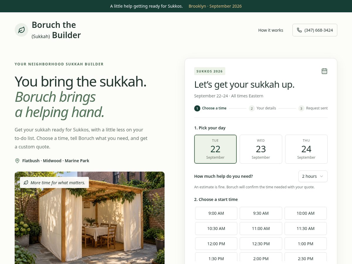 Landing-page snapshot of boruchthebuilder.com