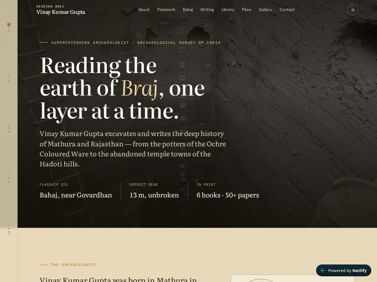 Landing-page snapshot of brajarchaeology.com