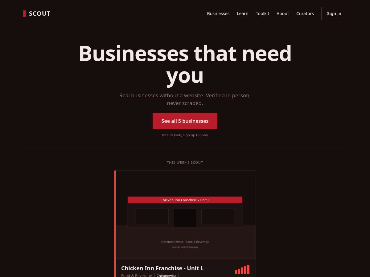 Landing-page snapshot of brandbridgescout.com