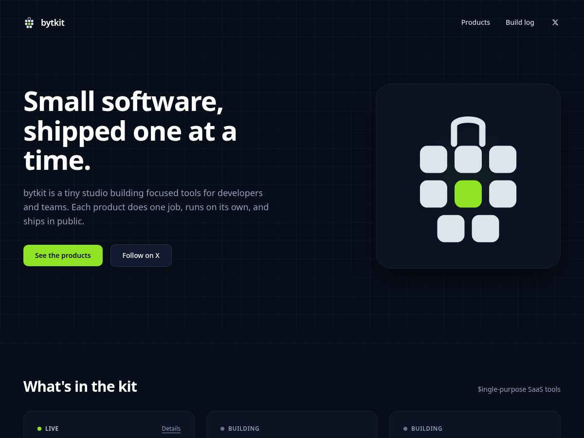 Landing-page snapshot of bytkit.com
