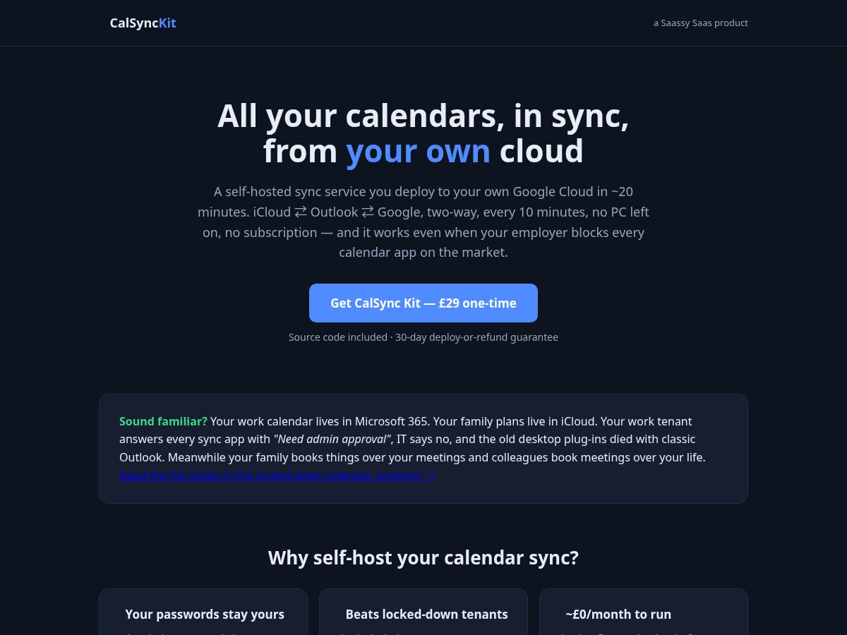 Landing-page snapshot of calsynckit.com