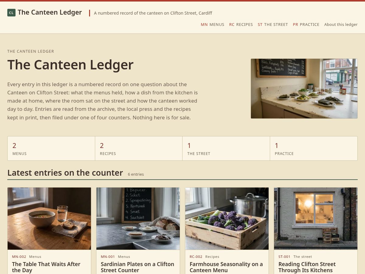 Landing-page snapshot of canteenoncliftonstreet.com