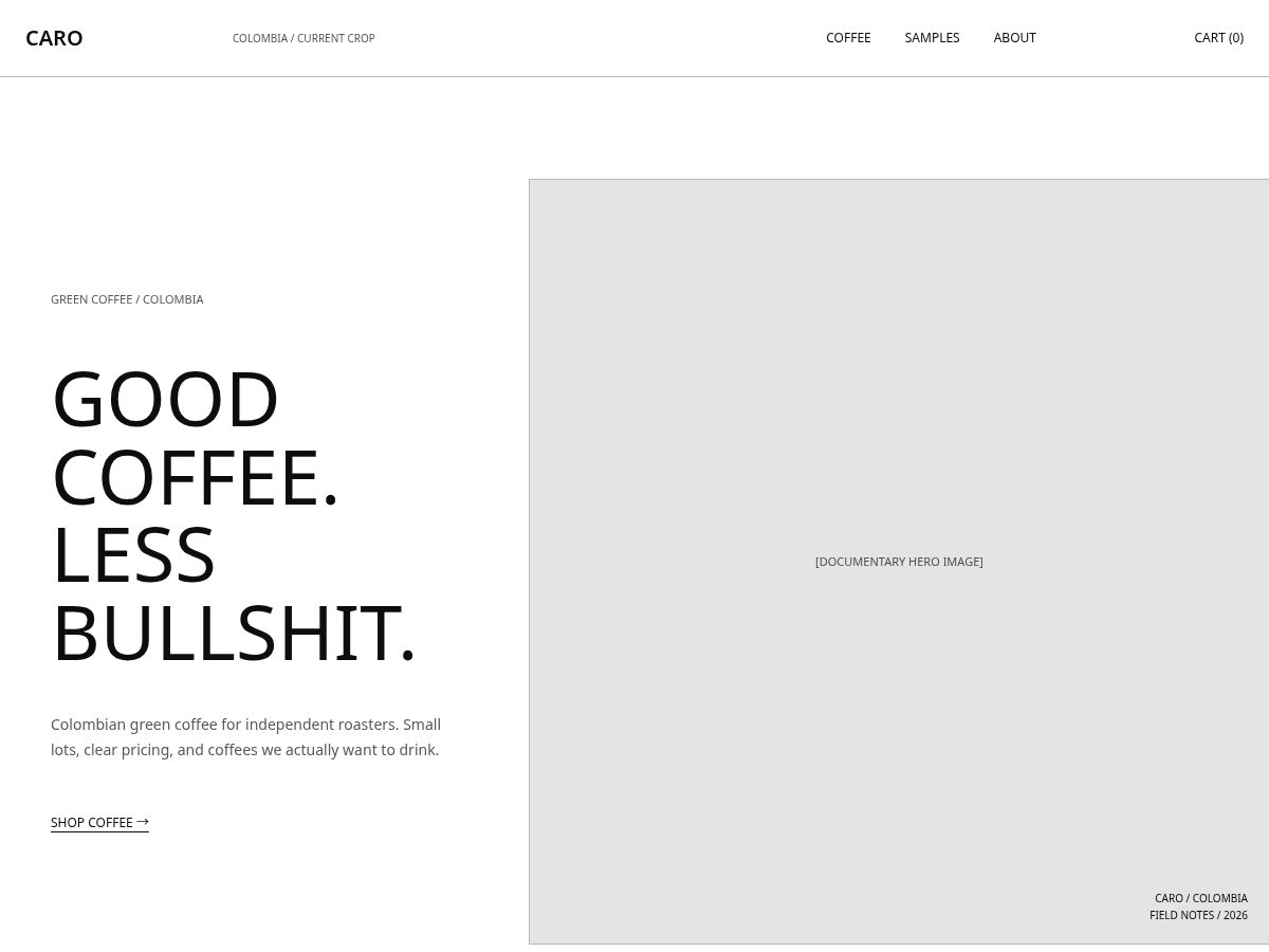 Landing-page snapshot of carogoods.com