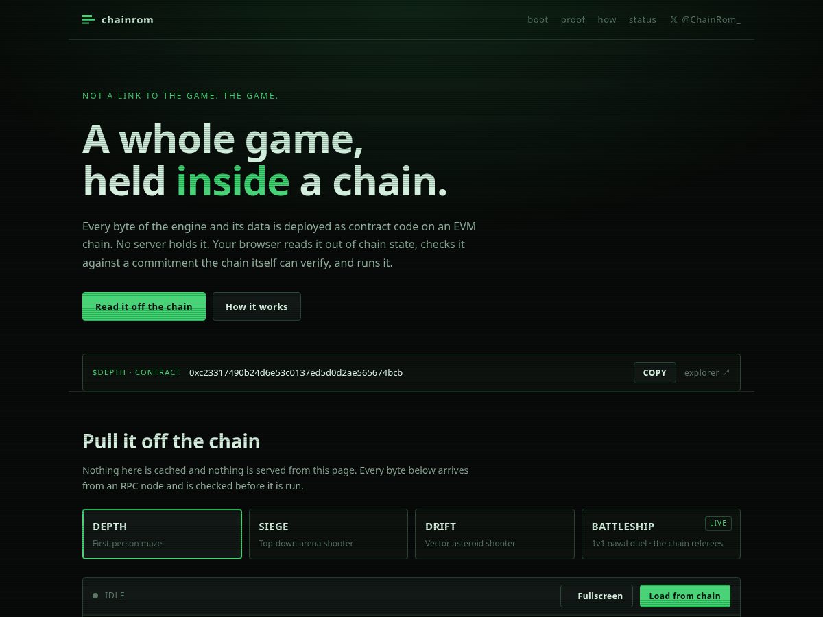 Landing-page snapshot of chainrom.com