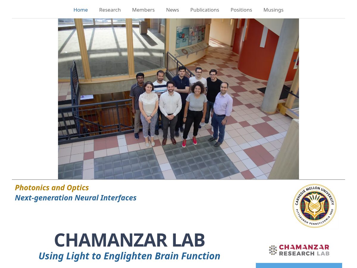 Landing-page snapshot of chamanzarlab.net