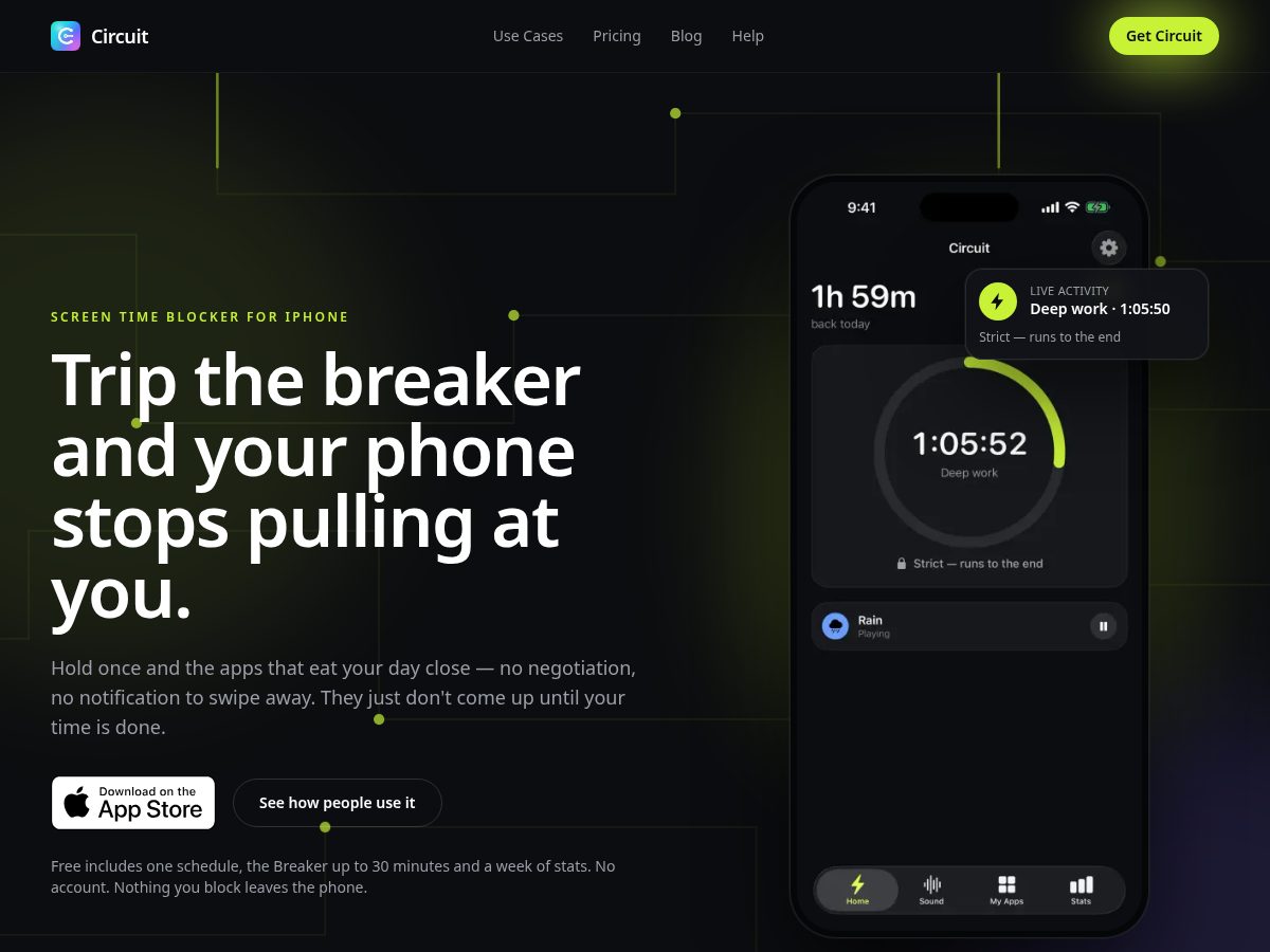Landing-page snapshot of circuitapp.app