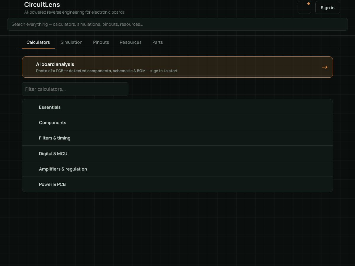 Landing-page snapshot of circuitlens.app