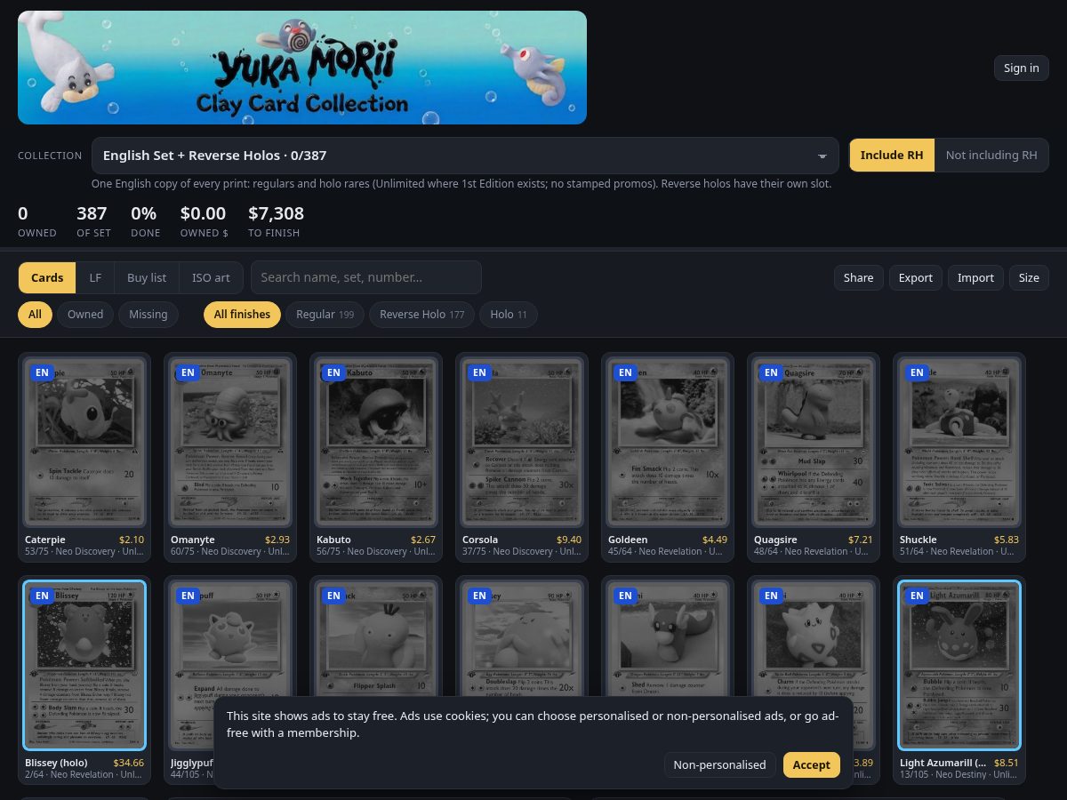 Landing-page snapshot of claycardtracker.com
