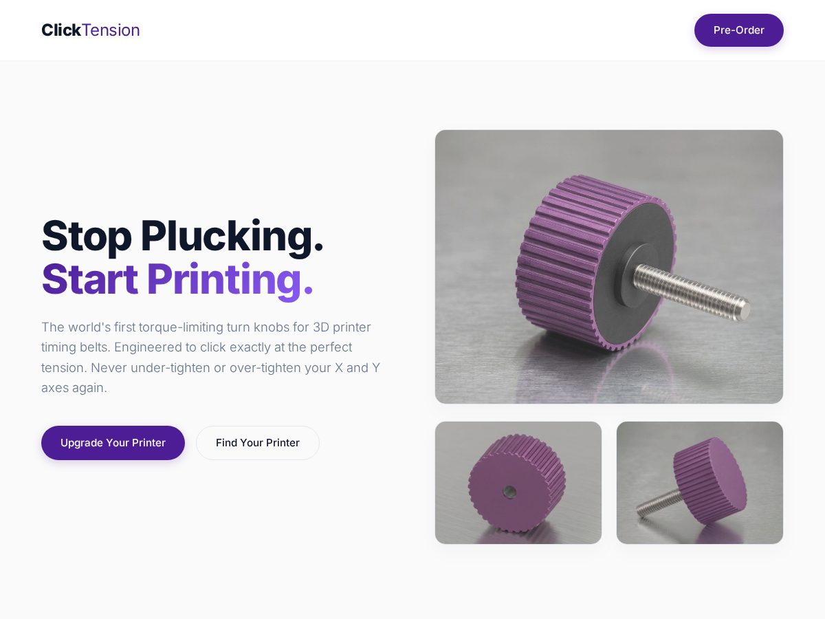 Landing-page snapshot of clicktension.com