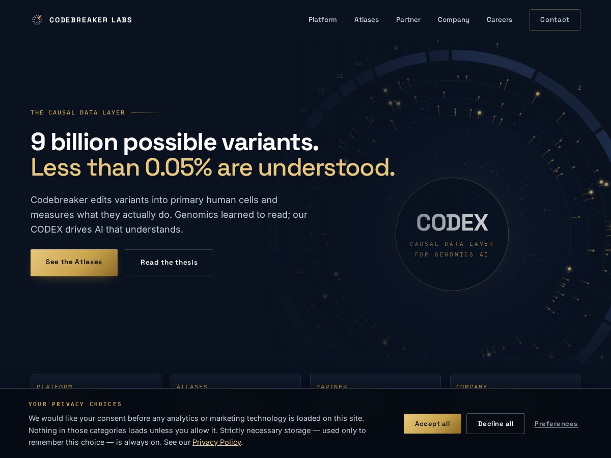 Landing-page snapshot of codebreakerbio.com