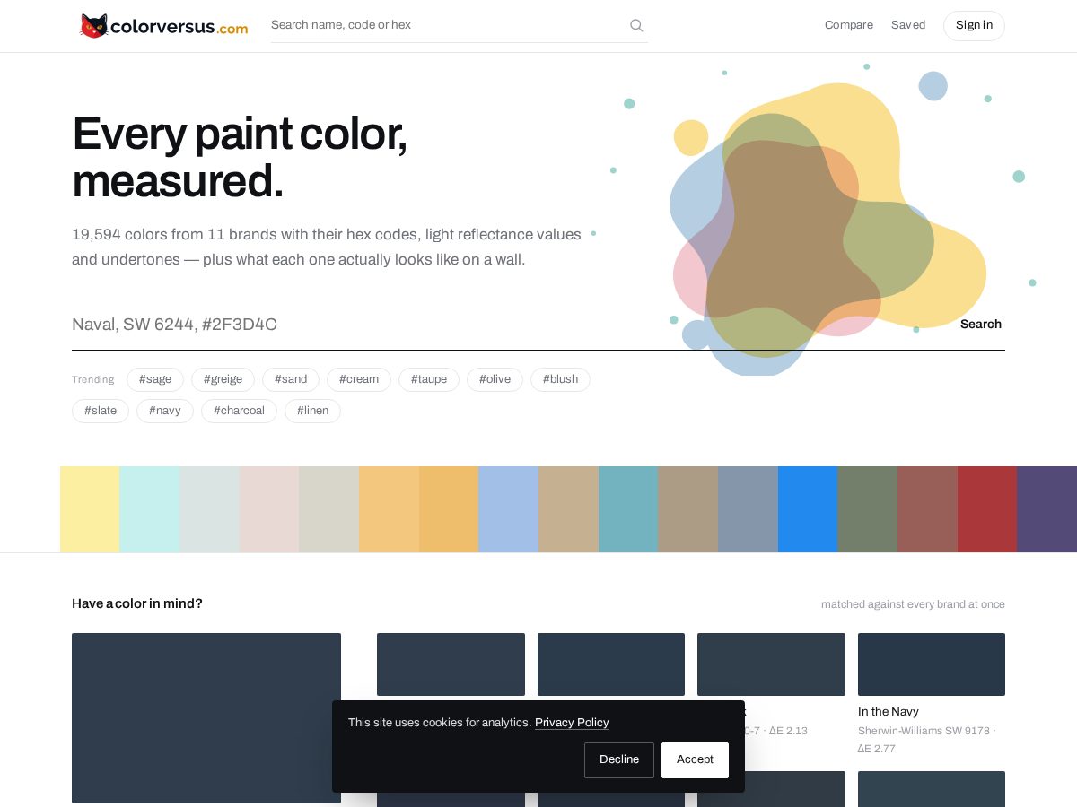 Landing-page snapshot of colorversus.com