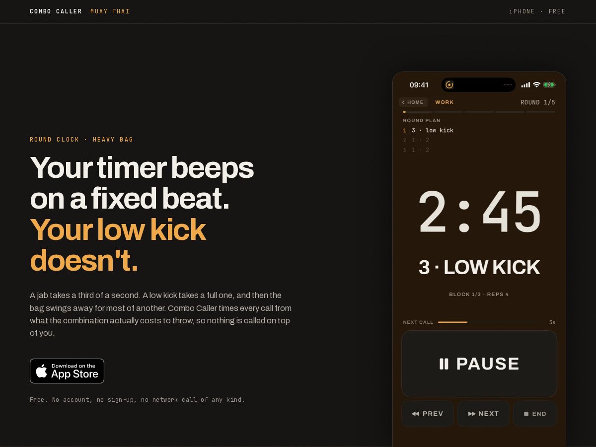Landing-page snapshot of combocaller.app