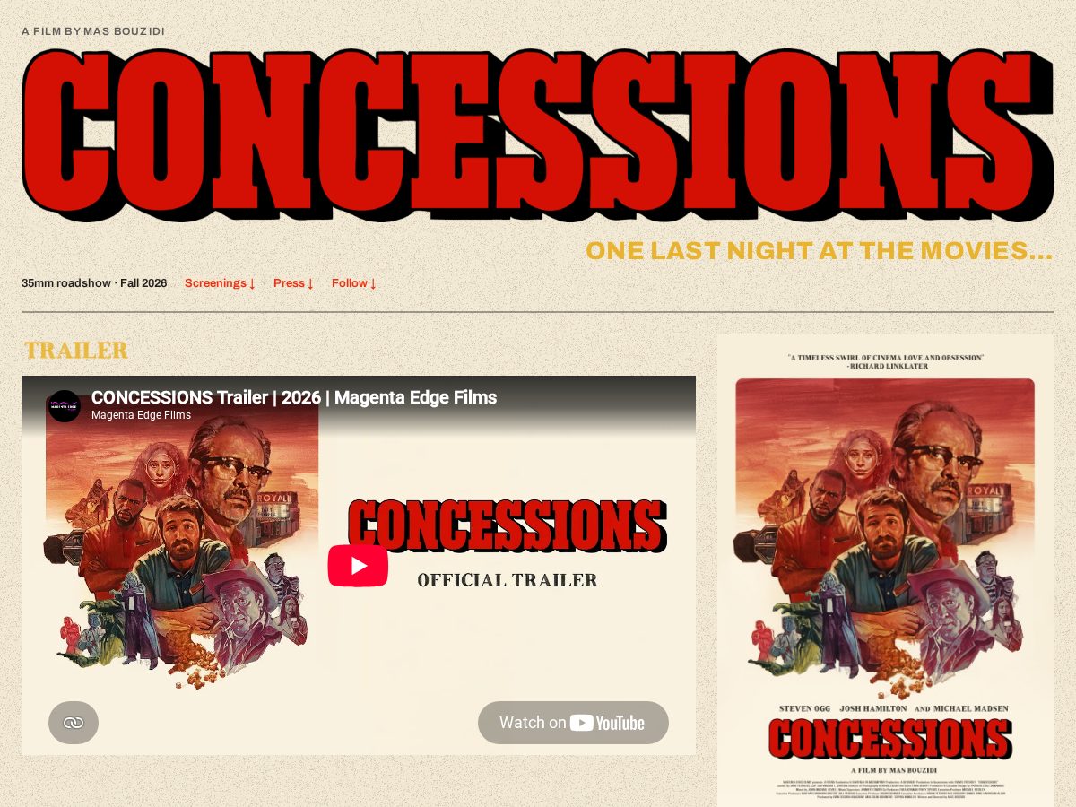 Landing-page snapshot of concessionsmovie.com