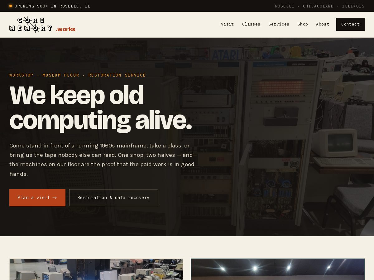 Landing-page snapshot of corememory.works