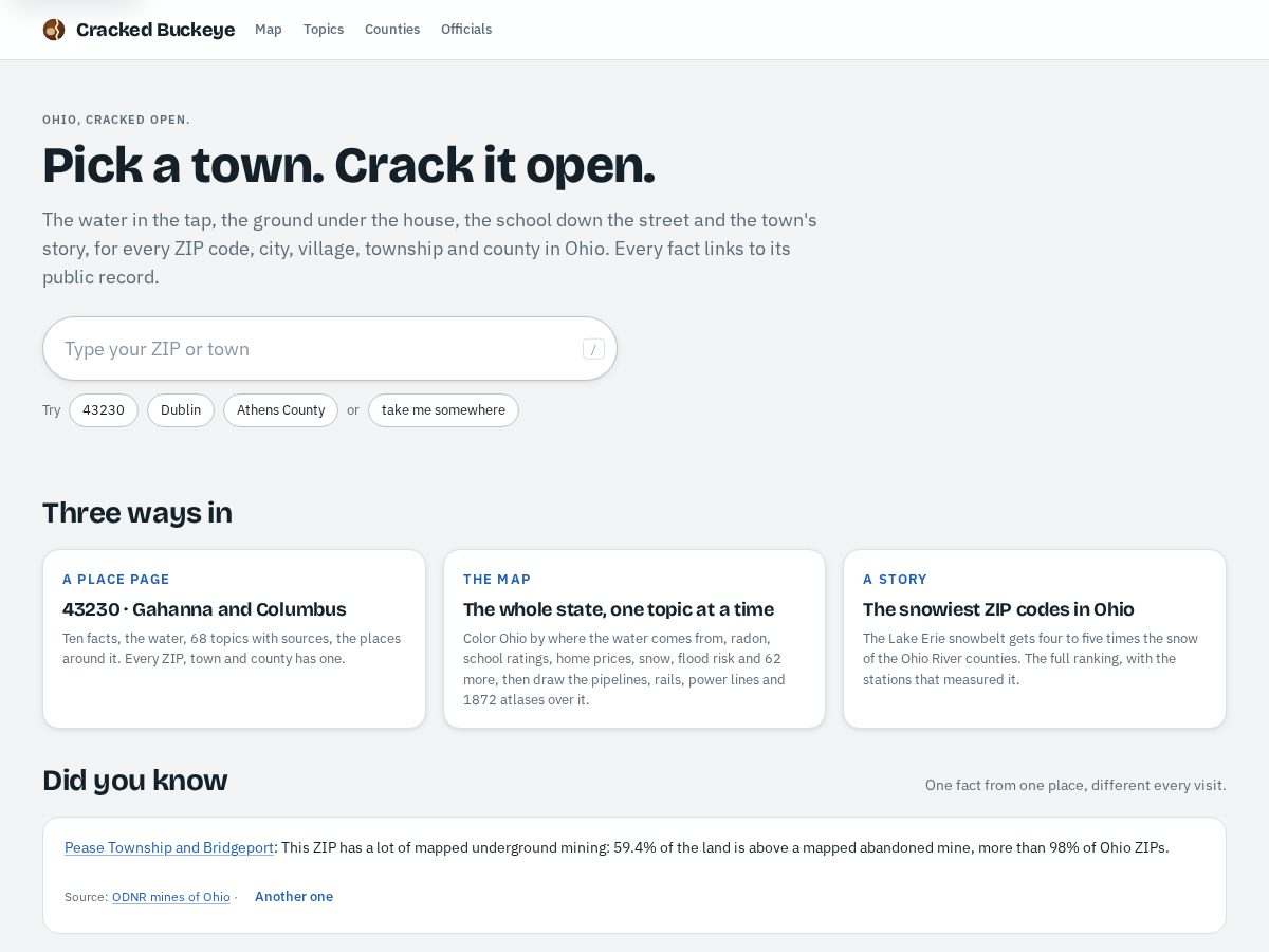 Landing-page snapshot of crackedbuckeye.com