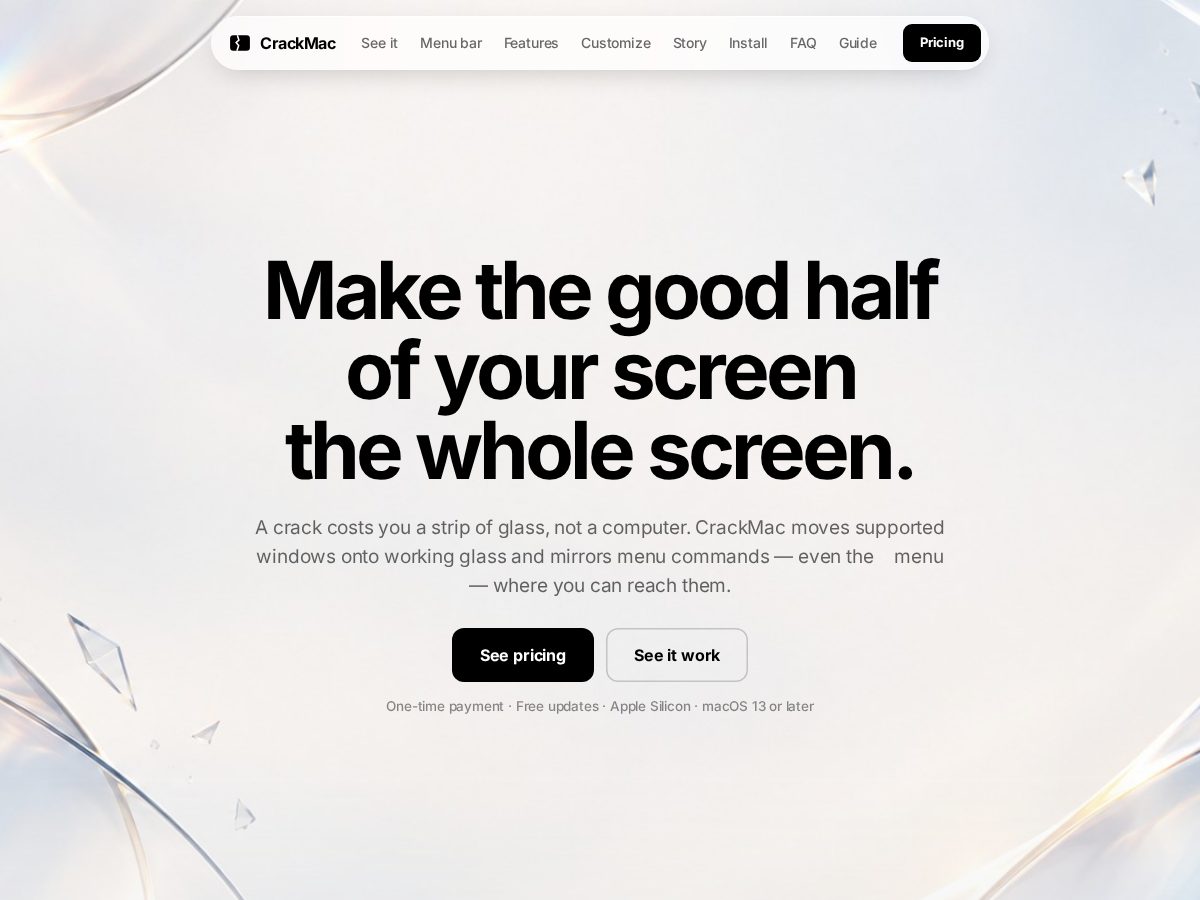 Landing-page snapshot of crackmac.app