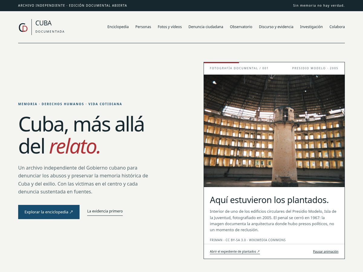 Landing-page snapshot of cubadocumentada.com