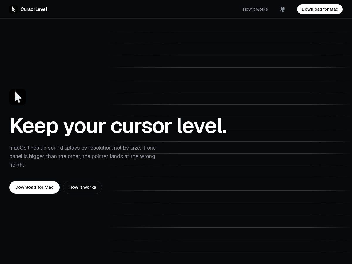 Landing-page snapshot of cursorlevel.com