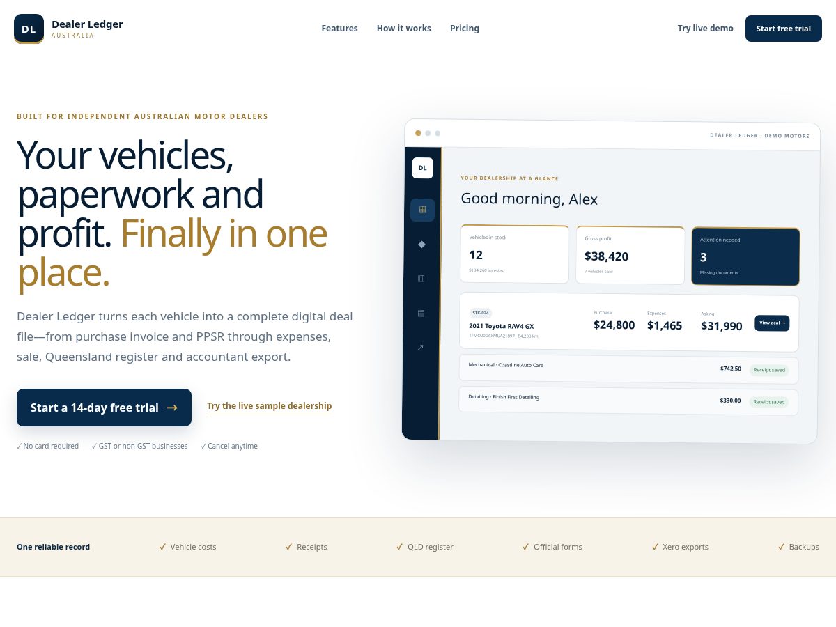 Landing-page snapshot of dealersledgeraus.online