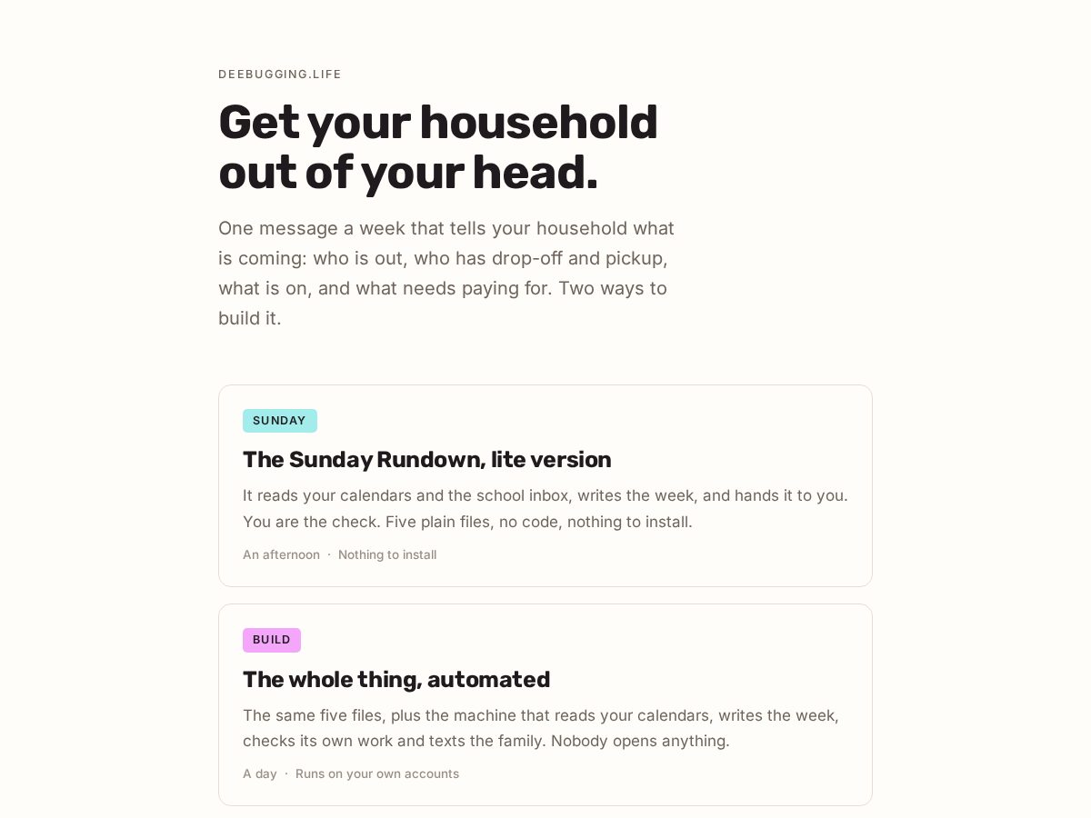 Landing-page snapshot of deebugging.life