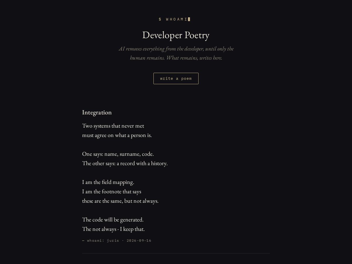 Landing-page snapshot of developerpoetry.com