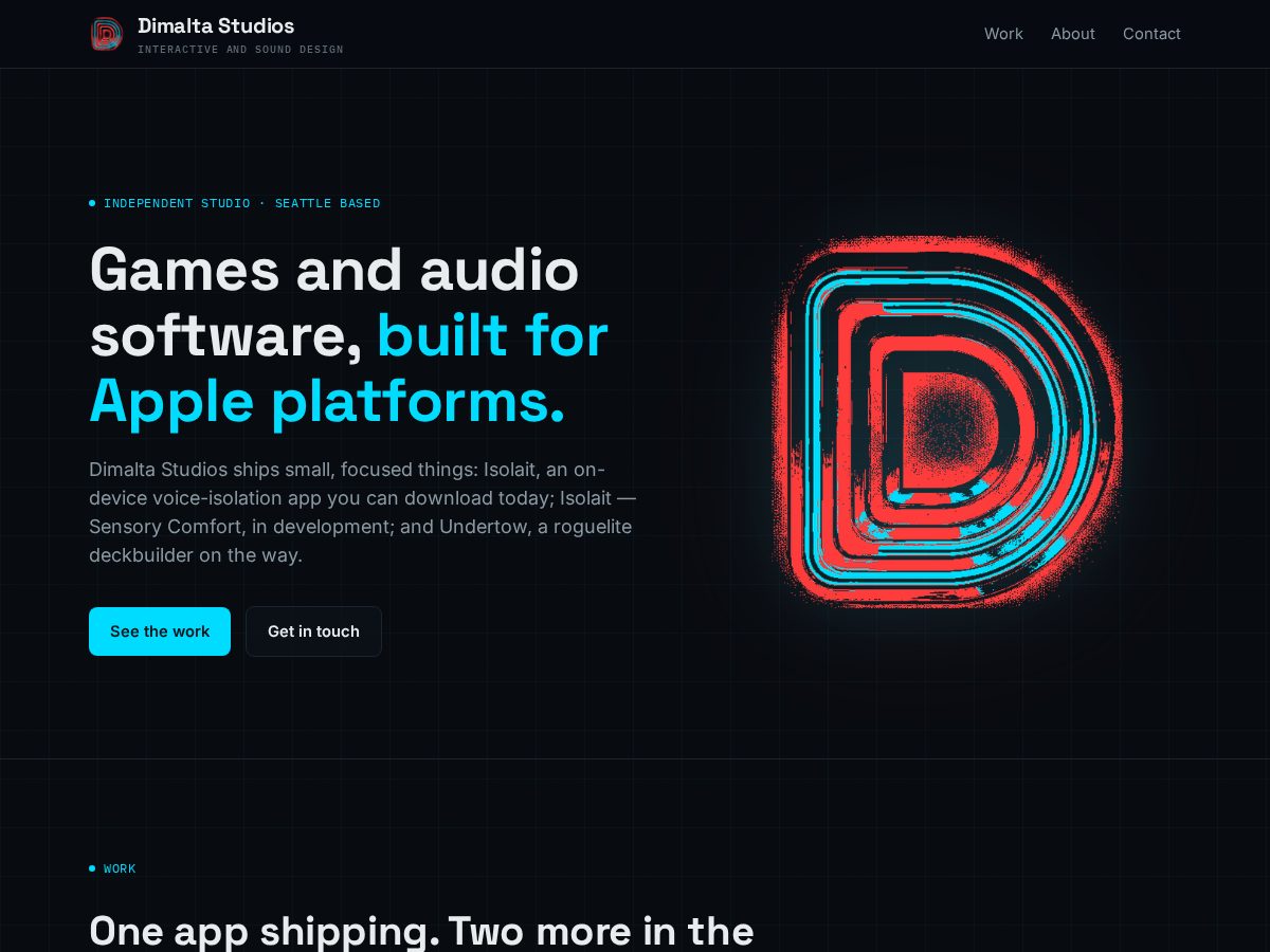 Landing-page snapshot of dimaltastudios.com