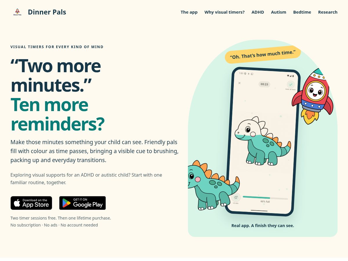 Landing-page snapshot of dinnerpals.online